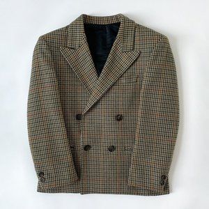 Vintage Wool Blend Plaid Houndstooth Academia Cropped Blazer size XS to Small